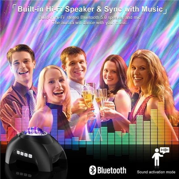 Northern Lights Aurora Projector for Bedroom with Music Bluetooth Speaker - Picture 5 of 6